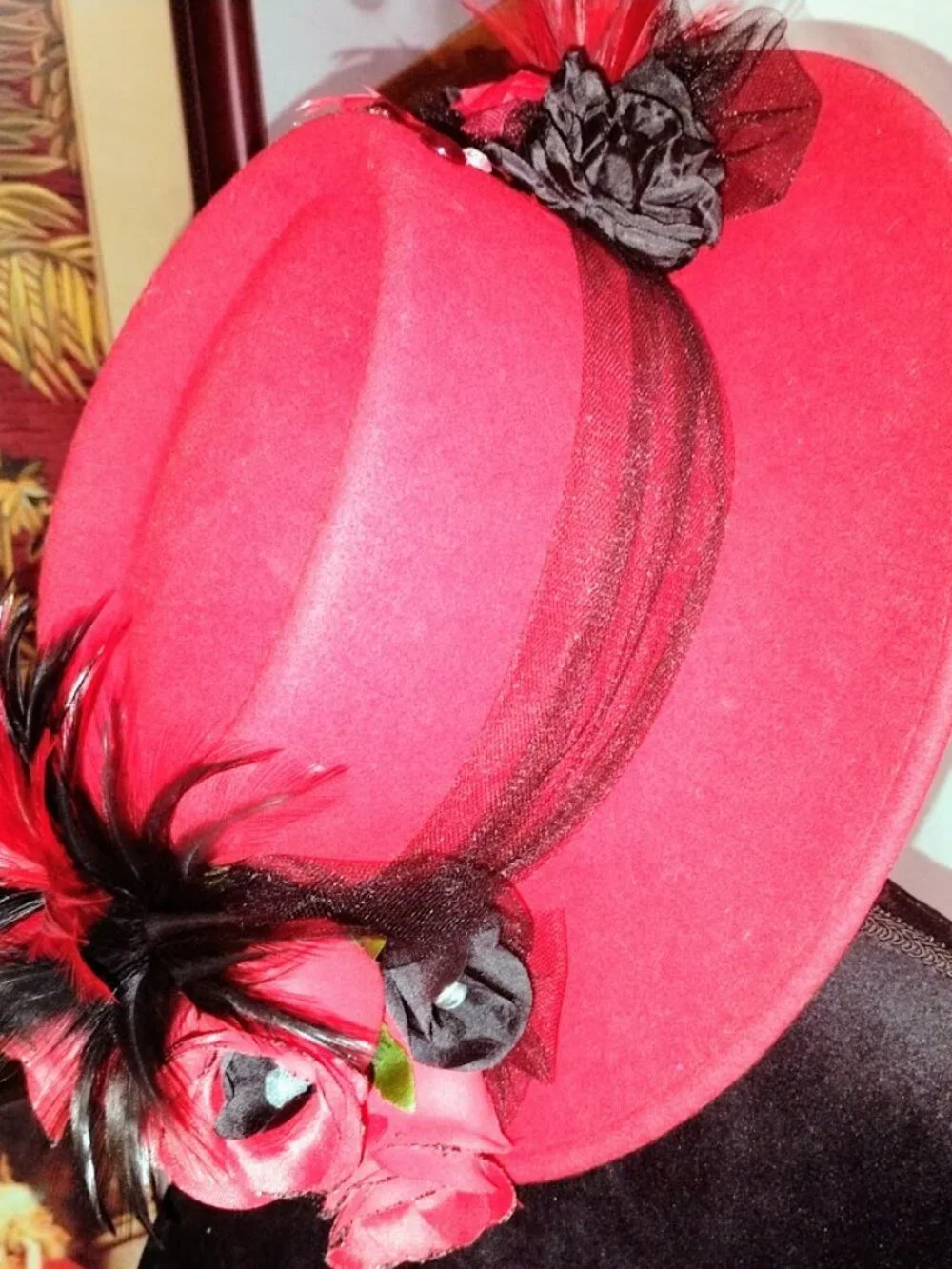 Retro Red Hat Society Wool Felt Derby Hat - Scala Handcrafted Vintage Y2K